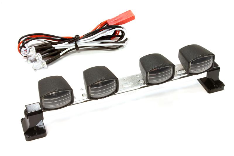 Realistic Roof Top Spot LED (4) Light Set 124mm Wide for 1/10 Off-Road Vehicles