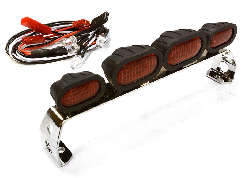 Realistic Roof Top Spot LED (4) Light Set 107mm Wide for 1/10 Scale Off-Road