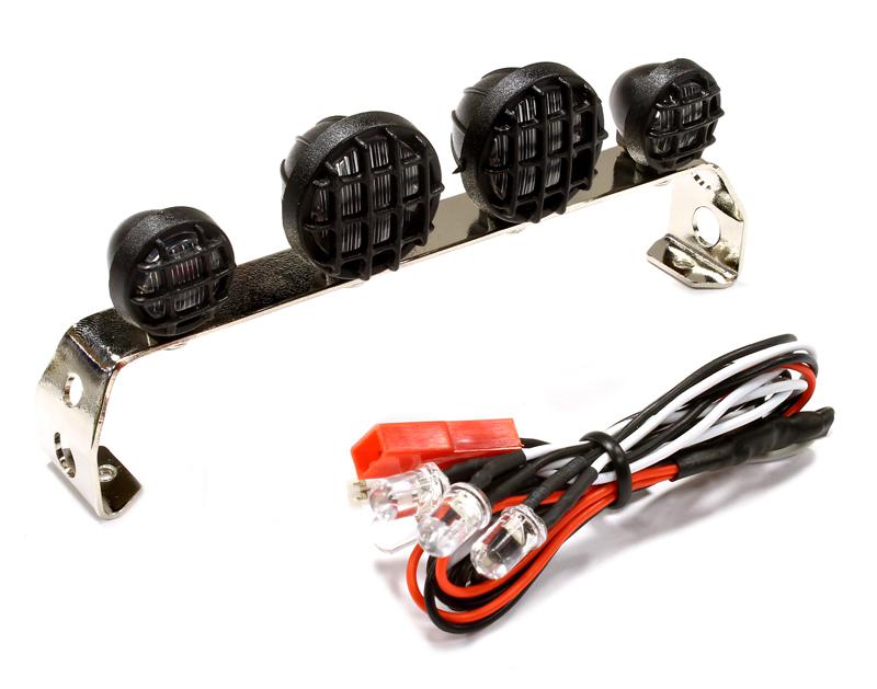 Realistic Roof Top Spot LED (4) Light Set 107mm Wide for 1/10 Scale Off-Road