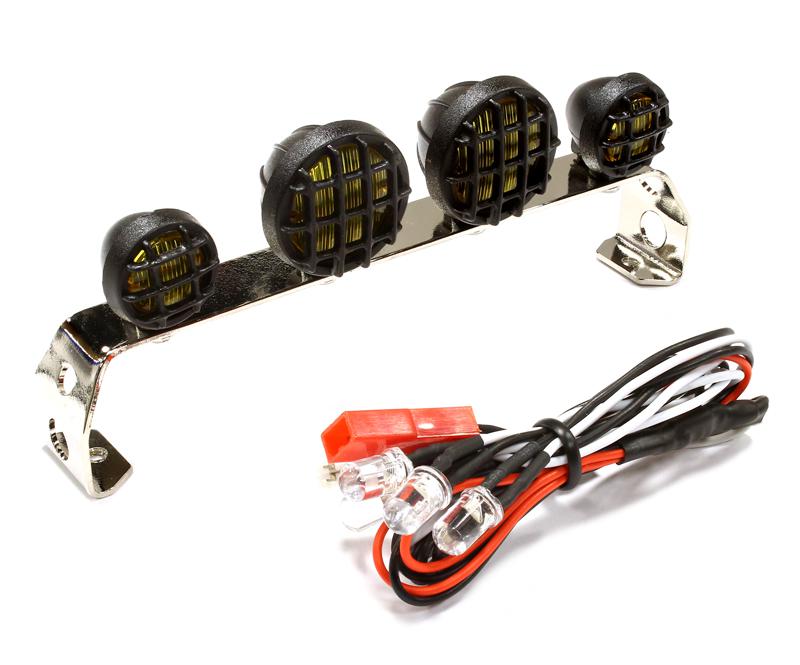 Realistic Roof Top Spot LED (4) Light Set 107mm Wide for 1/10 Scale Off-Road