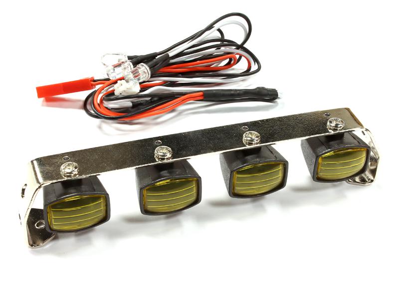 Realistic Roof Top Spot LED (4) Light Set 107mm Wide for 1/10 Scale Off-Road