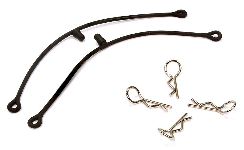 Secured Body Clip (4) with 115mm Connecting Link for 1/10 Scale