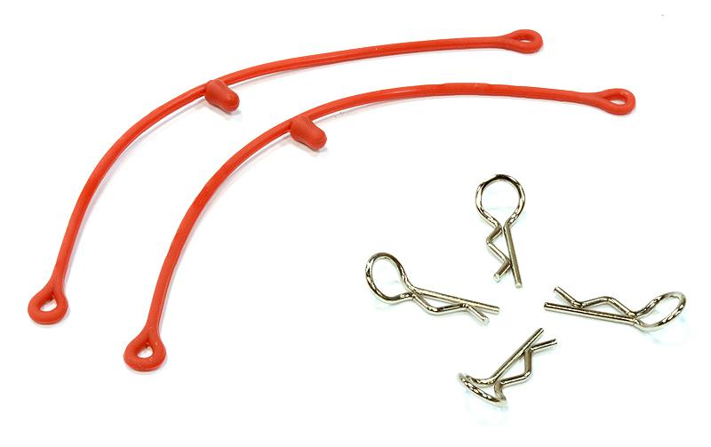 Secured Body Clip (4) with 115mm Connecting Link for 1/10 Scale