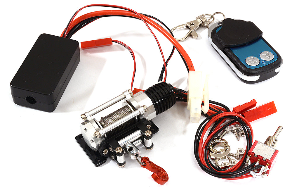 Billet Machined T12 Realistic High Torque Winch w/ Remote for Scale Crawler 1/10