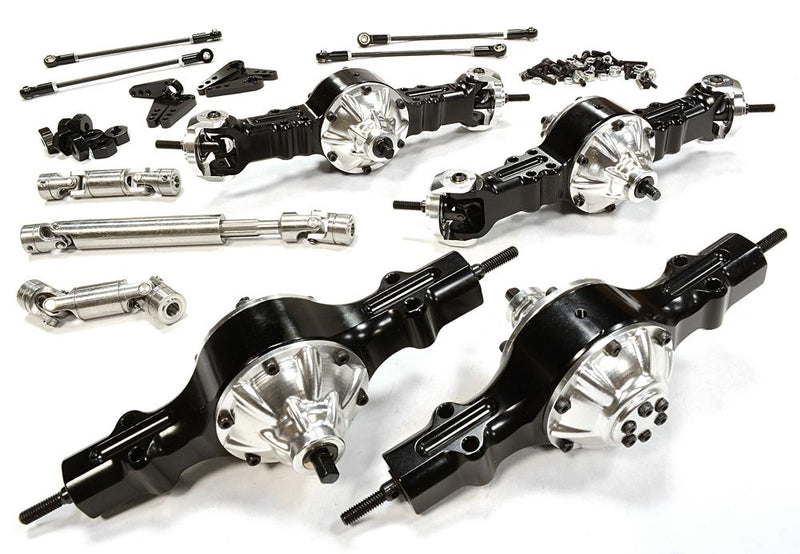 Billet Machined 8X8 4WS Type 813 Axle Set (4) for Custom 1/14 Heavy Truck