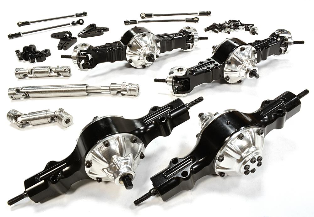 Billet Machined 8X8 4WS Type 813 Axle Set (4) for Custom 1/14 Heavy Truck