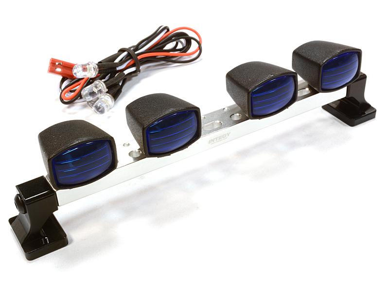 Billet Machined T7 Realistic Roof Top Blue Color Spot Light (4) w/ LED