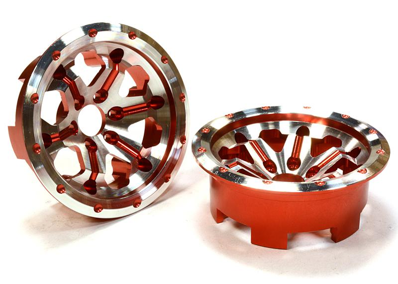 Billet Machined 6 Spoke Outside Half Wheel (2) for 1/10 Axial Yeti Rock Racer