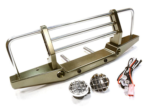 Realistic Metal Front Bumper with LED for Axial SCX-10 43mm Mount