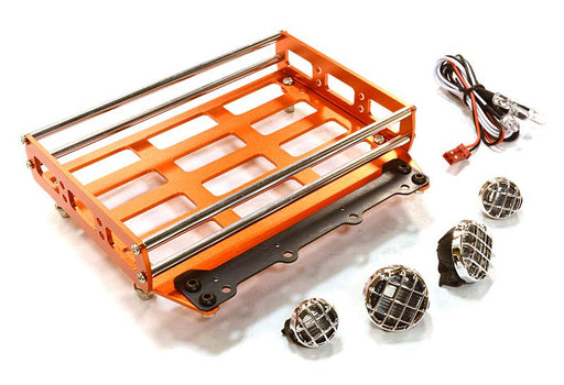 Realistic 1/10 Scale Alloy Luggage Tray 102x125x29mm with 4 LED Spot Light Set