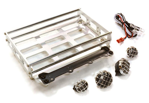 Realistic 1/10 Scale Alloy Luggage Tray 102x125x29mm with 4 LED Spot Light Set