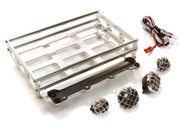 Realistic 1/10 Scale Alloy Luggage Tray 102x125x29mm with 4 LED Spot Light Set