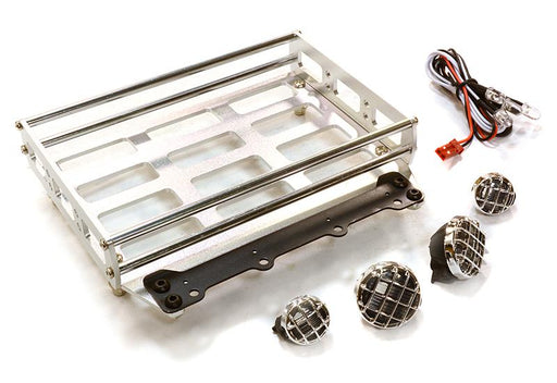 Realistic 1/10 Scale Alloy Luggage Tray 102x125x29mm with 4 LED Spot Light Set