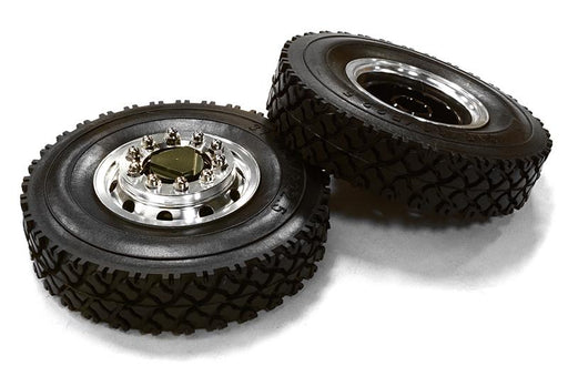 Machined Alloy T6 Front Wheel & XC Tire Set for Tamiya 1/14 Scale Tractor Trucks