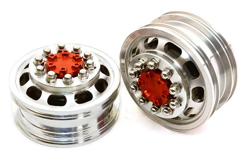 Billet Machined Alloy T5 Front Wheel Set for Hex Type 1/14 Scale Tractor Trucks