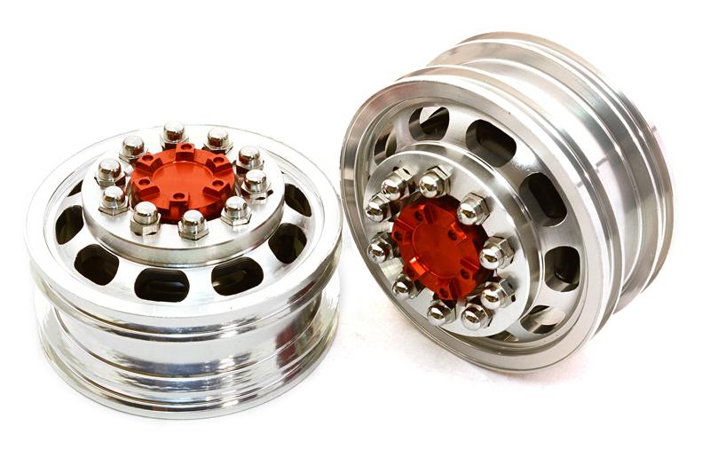Billet Machined Alloy T5 Front Wheel Set for Hex Type 1/14 Scale Tractor Trucks