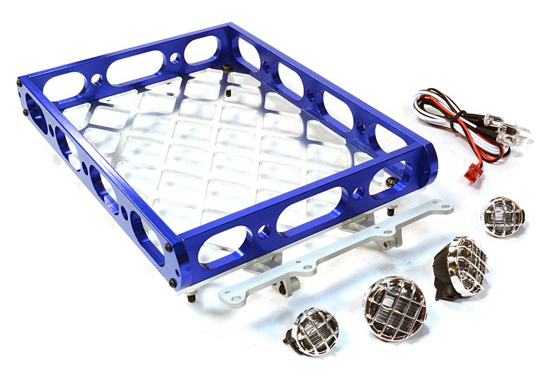 Realistic 1/10 Scale Alloy Luggage Tray 180x116x29mm with 4 LED Spot Light Set