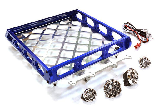 Realistic 1/10 Scale Alloy Luggage Tray 167x134x29mm with 4 LED Spot Light Set