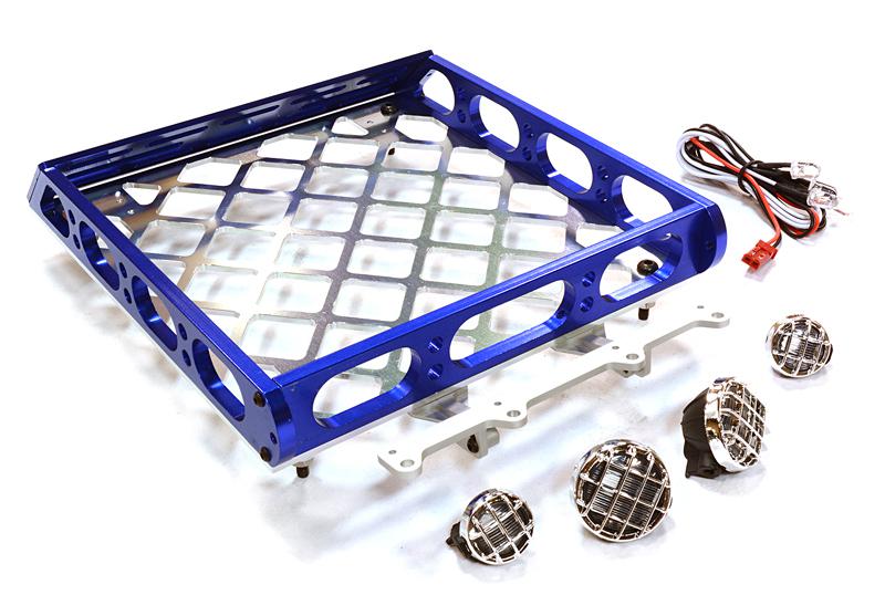 Realistic 1/10 Scale Alloy Luggage Tray 167x134x29mm with 4 LED Spot Light Set