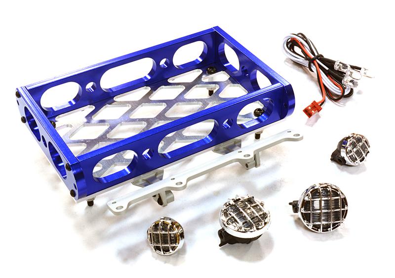 Realistic 1/10 Scale Alloy Luggage Tray 97x116x29mm with 4 LED Spot Light Set