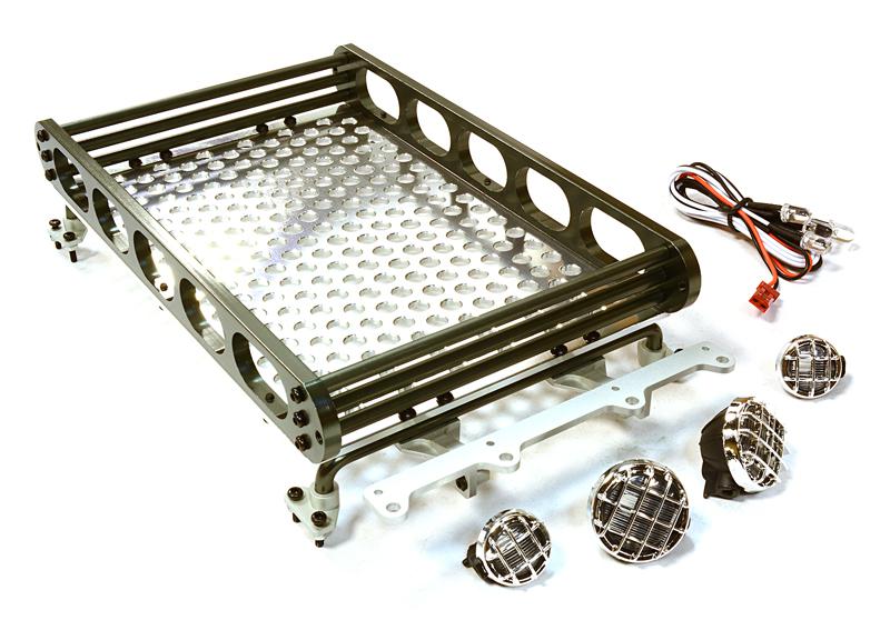 Realistic 1/10 Scale Alloy Luggage Tray 188x110x38mm with 4 LED Spot Light Set