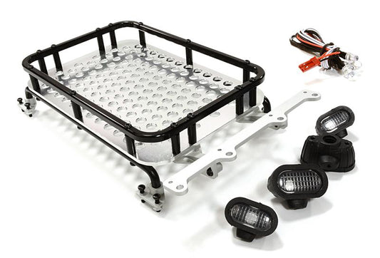 Realistic 1/10 Scale Alloy Luggage Tray 154x98x33mm with 4 LED Spot Light Set