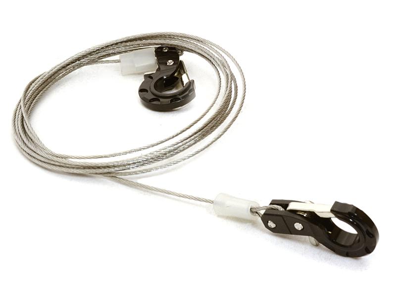 Realistic 1/10 Scale Steel Tow Cable & Tow Hooks for Off-Road Crawler