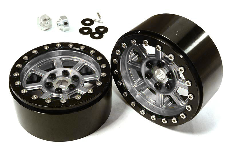 2.2 Size Billet Machined Alloy 8 Spoke Wheel (2) w/ Hex for 1/10 Scale Crawler