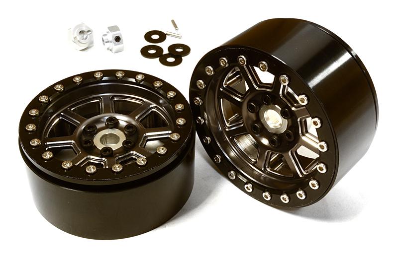 2.2 Size Billet Machined Alloy 8 Spoke Wheel (2) w/ Hex for 1/10 Scale Crawler