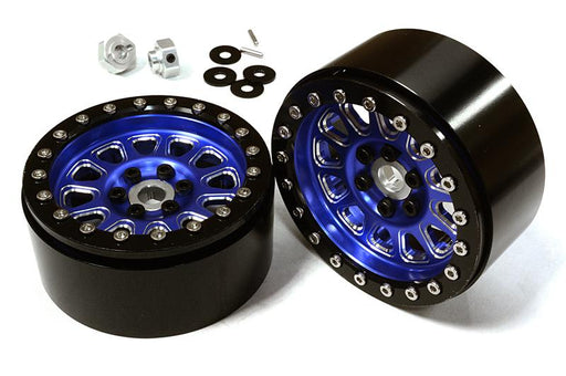 2.2 Size Billet Machined Alloy 12 Spoke Wheel (2) w/ Hex for 1/10 Scale Crawler