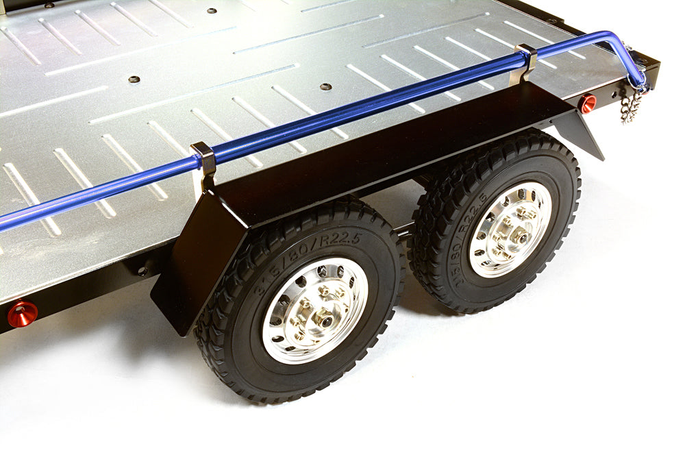 Blue V2 Machined Alloy Flatbed Dual Axle Trailer Kit for 1/10 Scale RC Cars