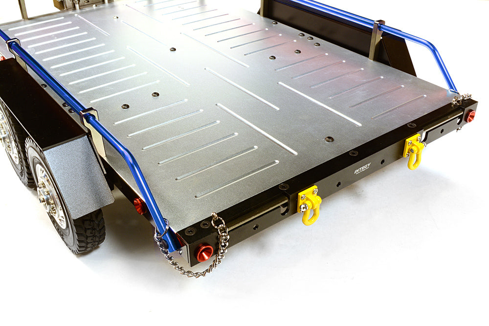 Blue V2 Machined Alloy Flatbed Dual Axle Trailer Kit for 1/10 Scale RC Cars