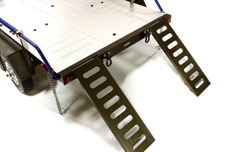 Blue V2 Machined Alloy Flatbed Dual Axle Trailer Kit for 1/10 Scale RC Cars