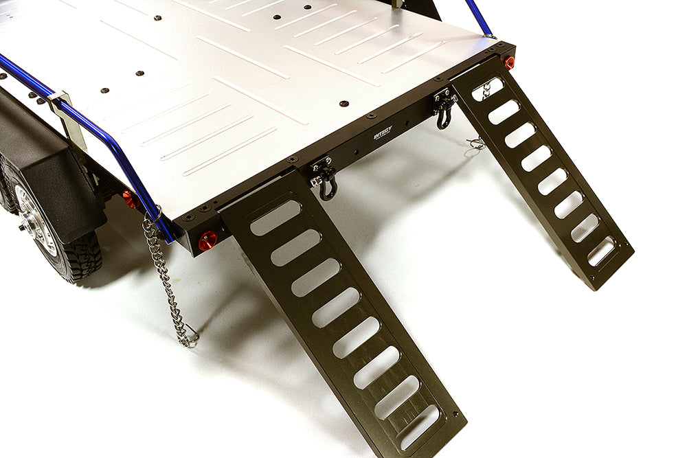 Blue V2 Machined Alloy Flatbed Dual Axle Trailer Kit for 1/10 Scale RC Cars