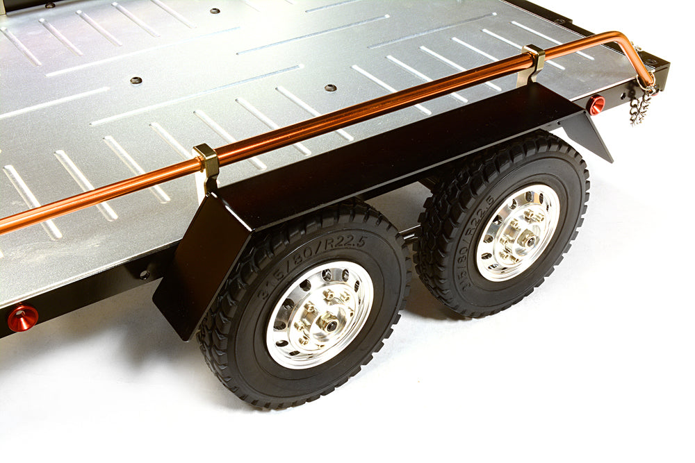 Orange V2 Machined Alloy Dual Axle Flatbed Trailer Kit for 1/10 Scale RC Cars