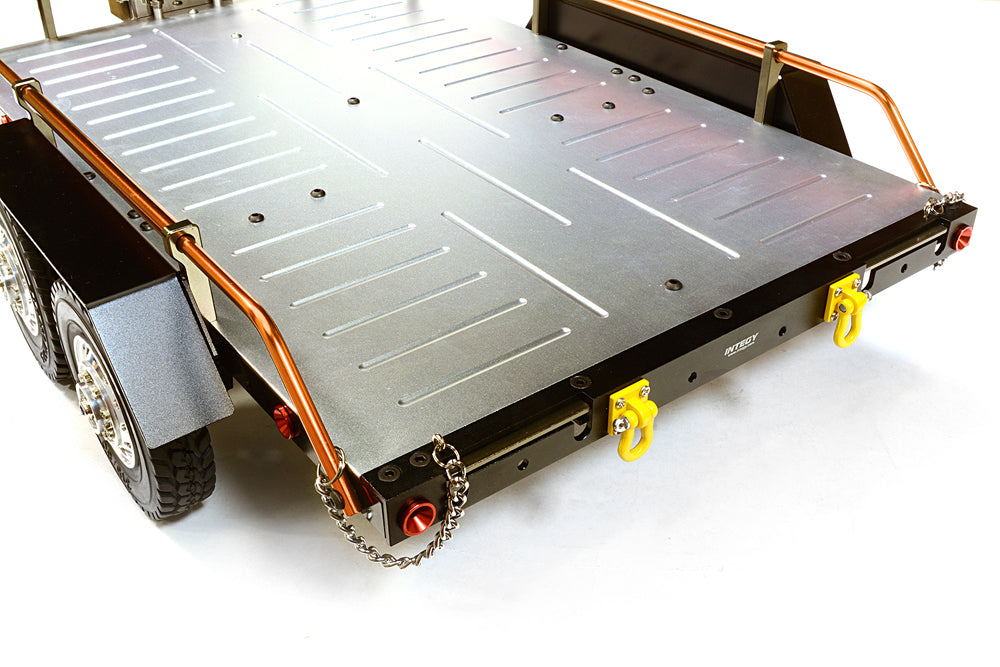 Orange V2 Machined Alloy Dual Axle Flatbed Trailer Kit for 1/10 Scale RC Cars