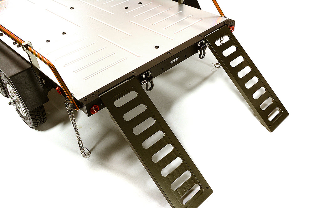 Orange V2 Machined Alloy Dual Axle Flatbed Trailer Kit for 1/10 Scale RC Cars