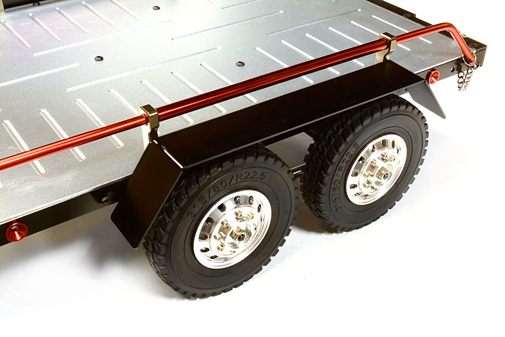 Red V2 Machined Alloy Flatbed Dual Axle Trailer Kit for 1/10 Scale RC Cars