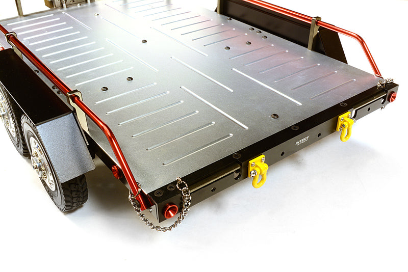 Red V2 Machined Alloy Flatbed Dual Axle Trailer Kit for 1/10 Scale RC Cars