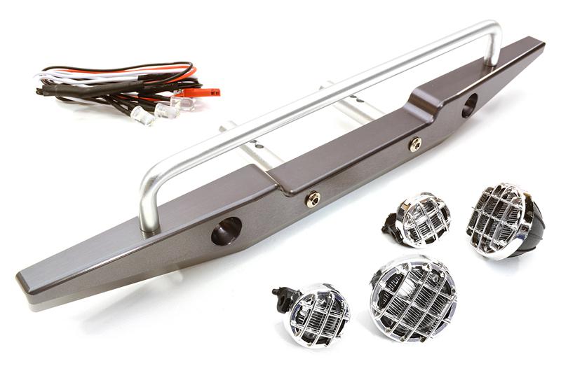 Realistic 1/10 Rear Bumper & Roof Top LED Lights for SCX-10 43mm Mount