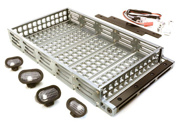 Realistic 1/10 Scale Alloy Luggage Tray 192x107x24mm with 4 LED Spot Light Set