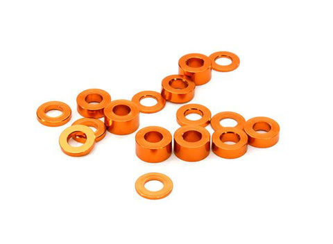 Billet Machined 16pcs Aluminum M3x6 Washer Spacer (0.5, 1, 2, 3mm)