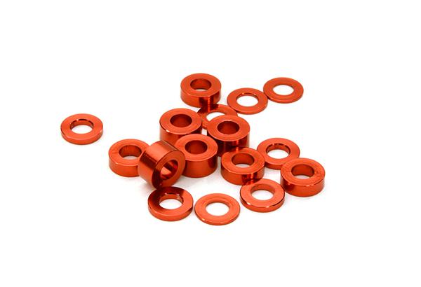 Billet Machined 16pcs Aluminum M3x6 Washer Spacer (0.5, 1, 2, 3mm)