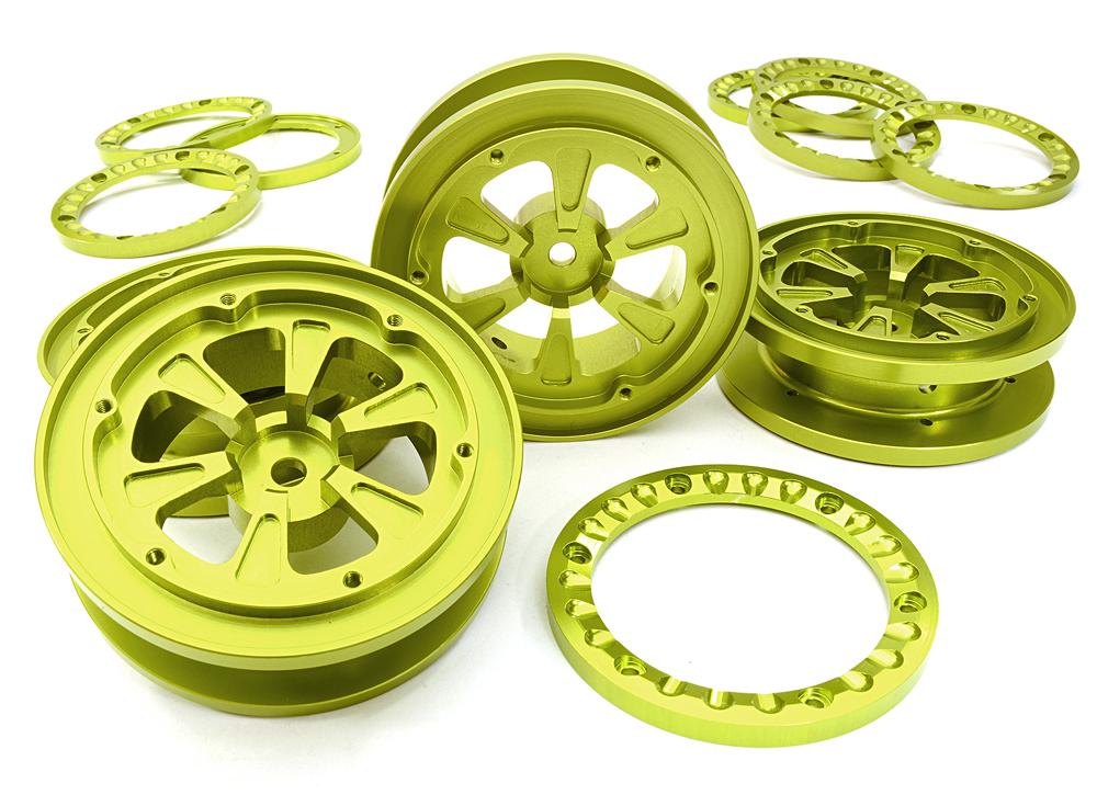 1.9 Size Billet Machined Alloy Wheel (4) w/Beadlock Rings for 1/10 Scale Crawler