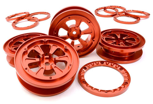 1.9 Size Billet Machined Alloy Wheel (4) w/Beadlock Rings for 1/10 Scale Crawler