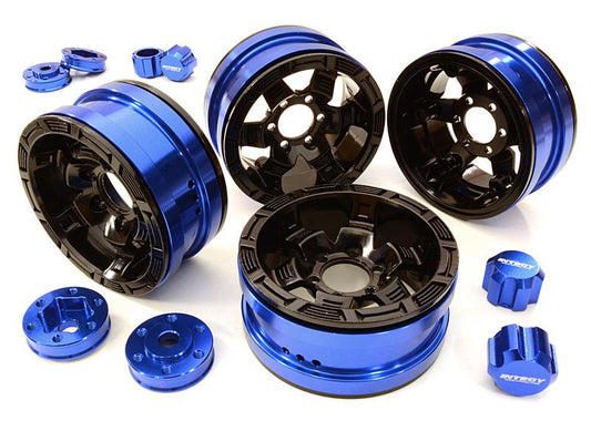 Billet Machined 6 Spoke Wheels w/ 6 Bolt S-Adapters for Most 1.9 Scale Crawler