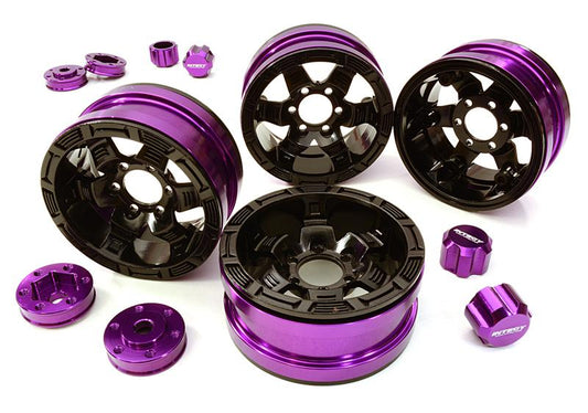 Billet Machined 6 Spoke Wheels w/ 6 Bolt S-Adapters for Most 1.9 Scale Crawler