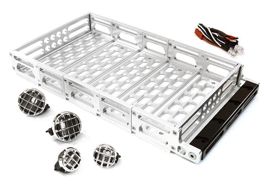 Realistic 1/10 Scale Alloy Luggage Tray 192x106x24mm with 4 LED Spot Light Set