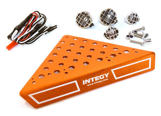 Roof Top Alloy Armor Protection Plate w/ Lights for 1/10 Scale Crawler (W=148mm)