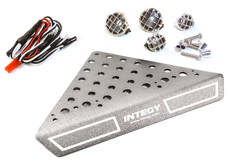 Roof Top Alloy Armor Protection Plate w/ Lights for 1/10 Scale Crawler (W=148mm)